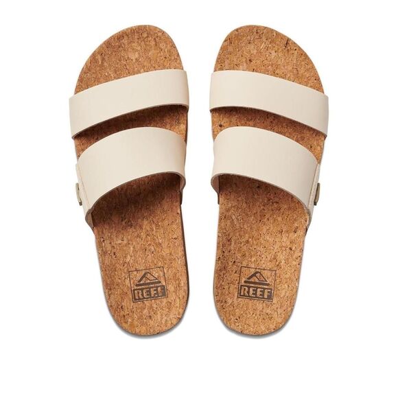 Reef Women's White & Tan Cork Cushion Vista Higher Slide PlatformSandals - Picture 3 of 7